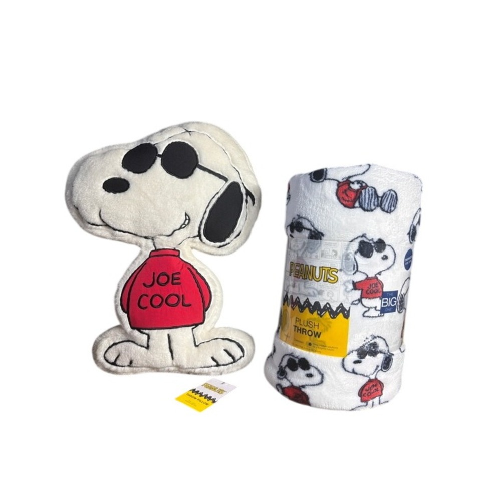 Peanuts Snoopy Joe Cool Accent Pillow & Plush Throw Blanket Holiday GIFT NEW